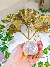 Load image into Gallery viewer, Gold Three Leaf Crystal Sphere Stand
